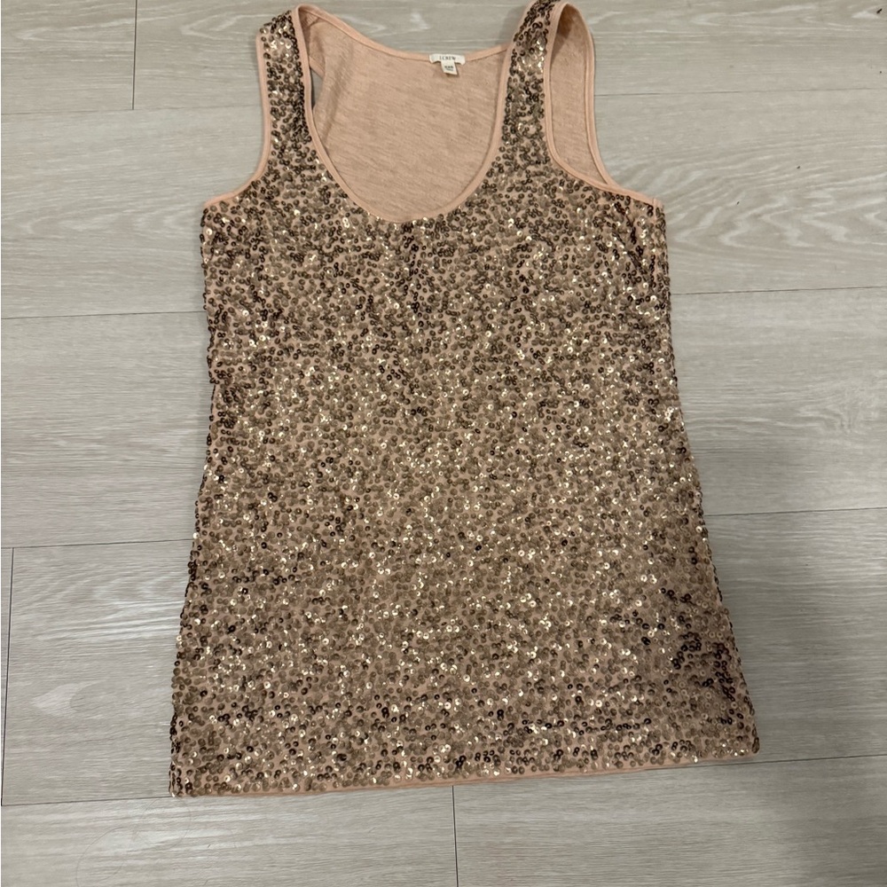 J. Crew Sequin Tank Top in Gold and Tan